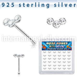 bxcubc36 silver nose bones 22g clear gems curved 36