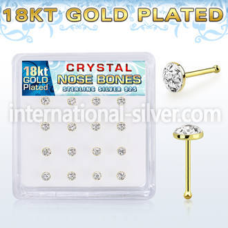bxfr16gc 18k gold plated 925 silver nose bone stud 3mm ferido glued half ball resin covered