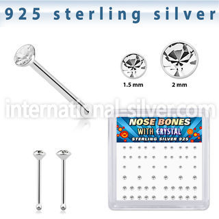 bxnbmc8 silver nose bones 22g clear gems 52