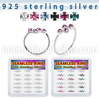 bxnhmx1 silver seamless nose ring hoop 22g four gems 18