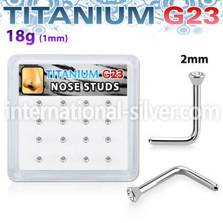 bxunl1 titanium l shaped nose studs clear press fit 16pcs
