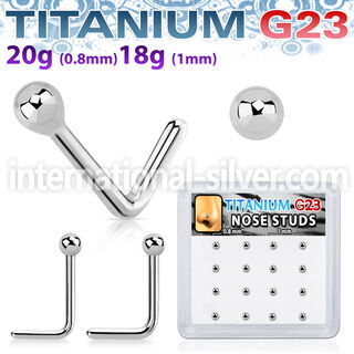 bxunl4 titanium l shaped nose studs 20g 18g 2mm ball 16pcs