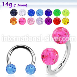 cbgt5 surgical steel horseshoe acrylic glitter balls 5mm