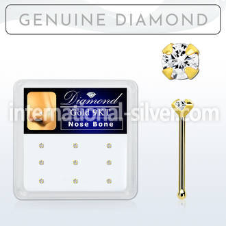 d9gnb15 box w 14kt gold nose bone w 1.5mm genuine diamond