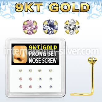 d9gsc17 l shape nose studs gold nose