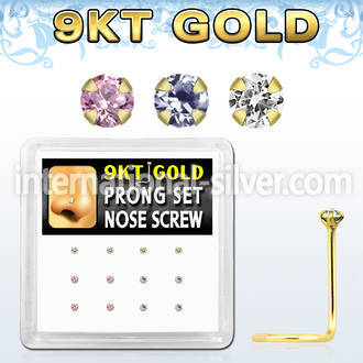 d9gsc2 l shape nose studs gold nose