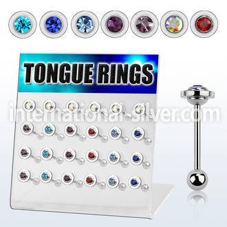 dacb14 board of 316l tongue barbell with saturn ring ball