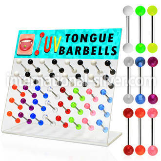 dacb55 straight barbells surgical steel 316l with acrylic parts tongue
