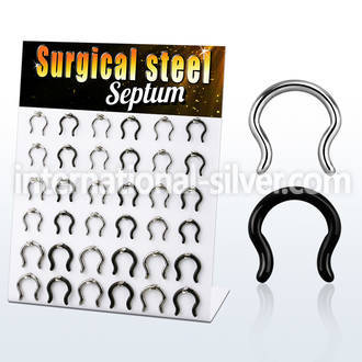 dapg176 display w 316l steel septum retainer in a bell shape