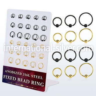 dbedr5 board w black gold 316l steel fixed bead ring 20g
