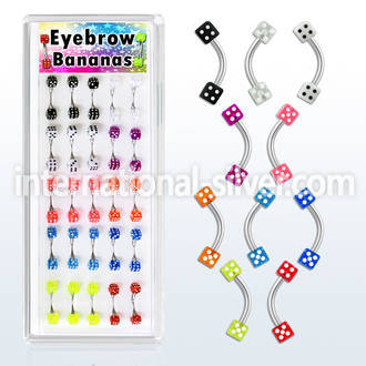 dbnedi micro curved barbells surgical steel 316l with acrylic parts eyebrow