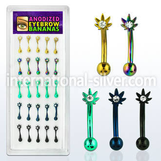 dbnem10 anodized 316l steel eyebrow banana with marijuana top