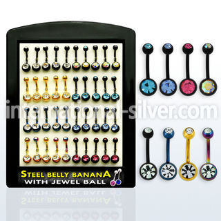 dbntj pvd plated 316l steel belly banana w 5 8mm bezel ball