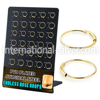 dend2 surgical steel nose ring hoops gold pvd display 30