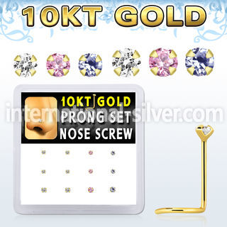 dgisc12 box w 10kt gold nose screws w 1.5 2 mm round cz tops