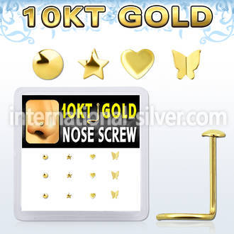 dgisc4 10kt gold nose screw with assorted shaped tops