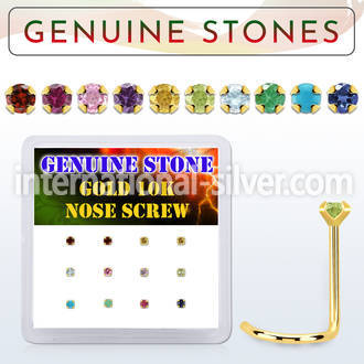 dgisc8 box w 10kt gold nose screws w 2mm genuine gemstones