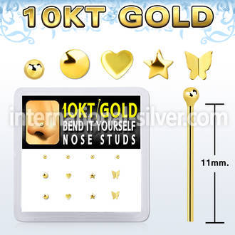 dgiys16 box w 10kt gold bend it nose screws w special shape cz