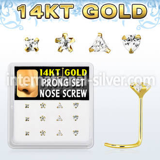 dgsc13 l shape nose studs gold nose