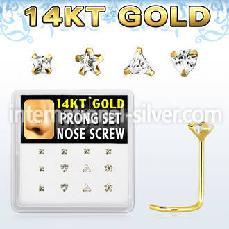 dgsc3 l shape nose studs gold nose