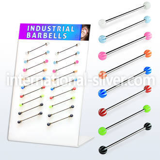 dind10 straight barbells surgical steel 316l with acrylic parts 