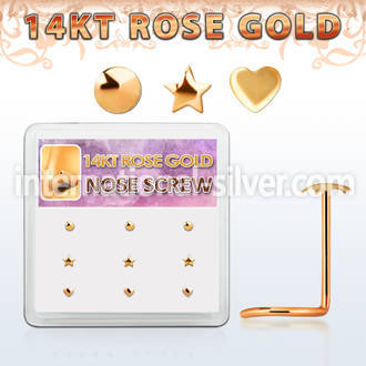 drsc10 l shape nose studs gold nose