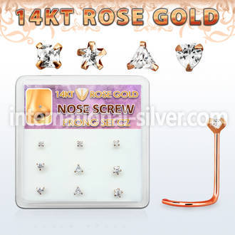 drsc13 l shape nose studs gold nose