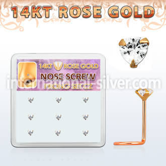 drsc18 l shape nose studs gold nose