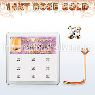 drsc6 l shape nose studs gold nose