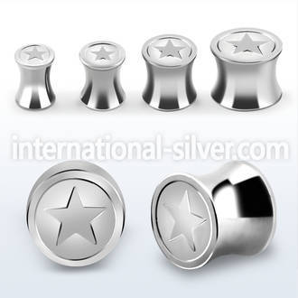 dsepg solid 316l steel double flare plug w star logo