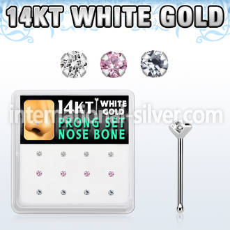 dwnb10 box w 14kt white gold nose screw w prong set 2mm mix czs