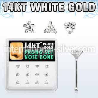 dwnb9 box w 14kt white gold nose bone w mix shaped czs