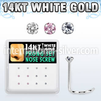 dwsc8 box w 14kt white gold nose screw w prong set 1.5 mm czs