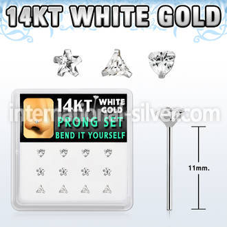 dwys9 box w 14kt white gold nose bend it nose studs w mix czs