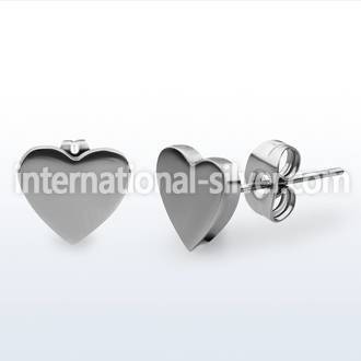 er043 loose pair of heart shaped 316l steel earring stud