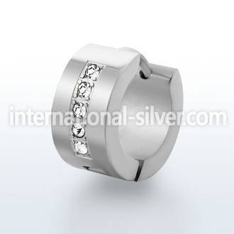 ercz19 high polished stainless steel huggie with 5 crystals