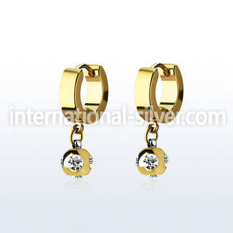 ergmjt6 gold steel huggies earrings w 6mm multi jewel ball