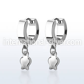 erh767 stainless steel huggies earrings w a dangling tulip 