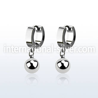 erhb8 steel huggies earrings w 8mm high polished steel balls