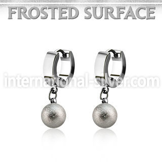 erhfo8 steel huggies earrings w 8mm frosted steel balls