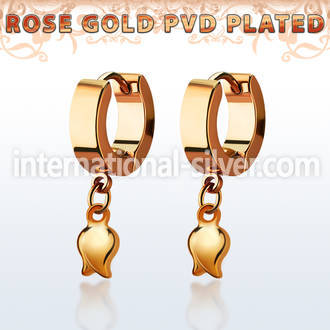 err767 rose gold stainless steel huggie earring w a tulip 