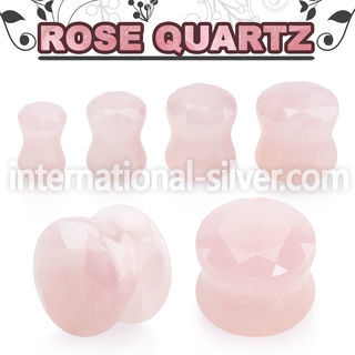 fgsb rose quartz stone double flare ear plug faceted cut