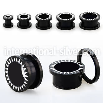 fpab black acrylic flesh tunnel plug w saw tooth pattern