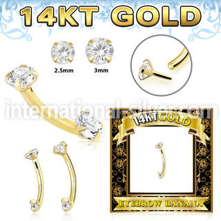 gbnfaz 14 k gold curved barbell 16g threadless push in top