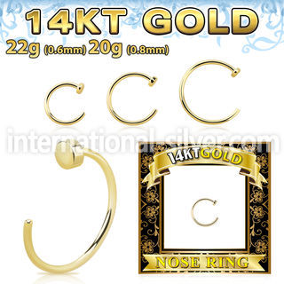 gcln 14 karat gold clip on nose ring flat back
