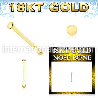 ggbrd1 18 karat yellow gold nose bone 22g plain gold top