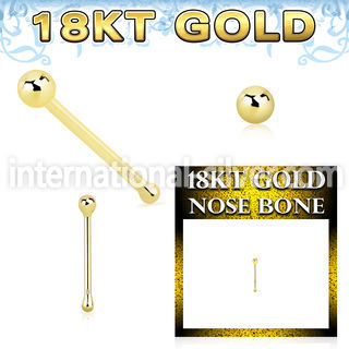 ggnbb1 18 karat yellow gold nose bone 22g plain ball top