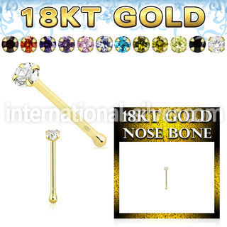 ggnbzm1 18 karat gold nose bone 22g color cz prong set