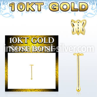 gibbt 10kt gold nose bone with a 2.5mm butterfly shaped top