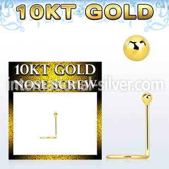 giscb1 10kt gold bend it nose screw with 1.5mm ball top